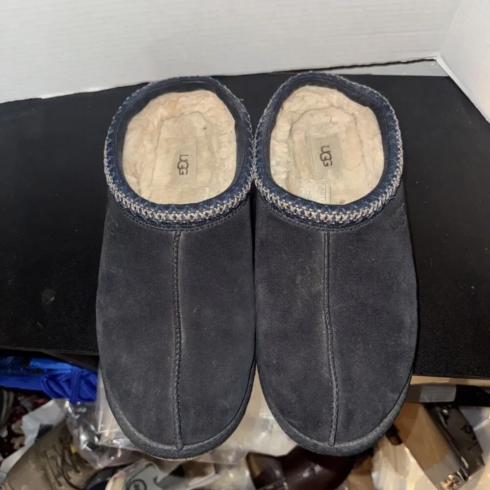 UGG Tasman II Shoes Mens Size 12 Black Suede Wool Lined Clog Slippers Box